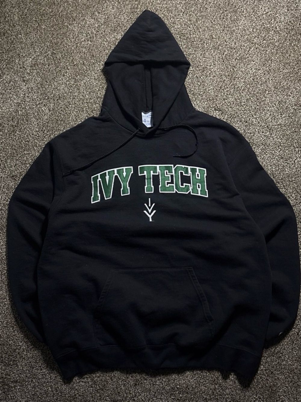 Ivy Tech Black Hoodie with Green Lettering - Unbranded